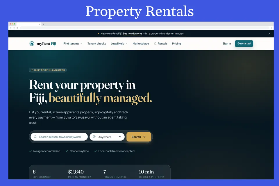 myRent Fiji – Rental Property Platform, Fiji